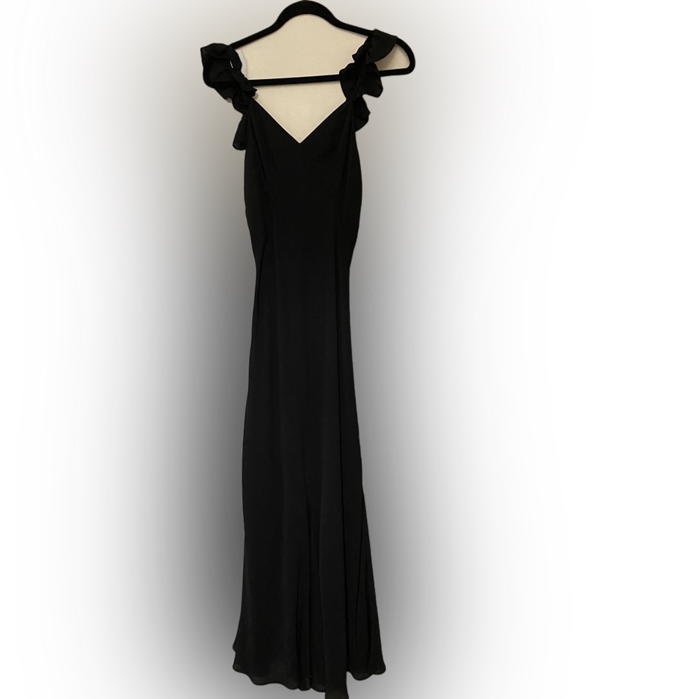 Tularosa Black Gown with ruffle sleeve